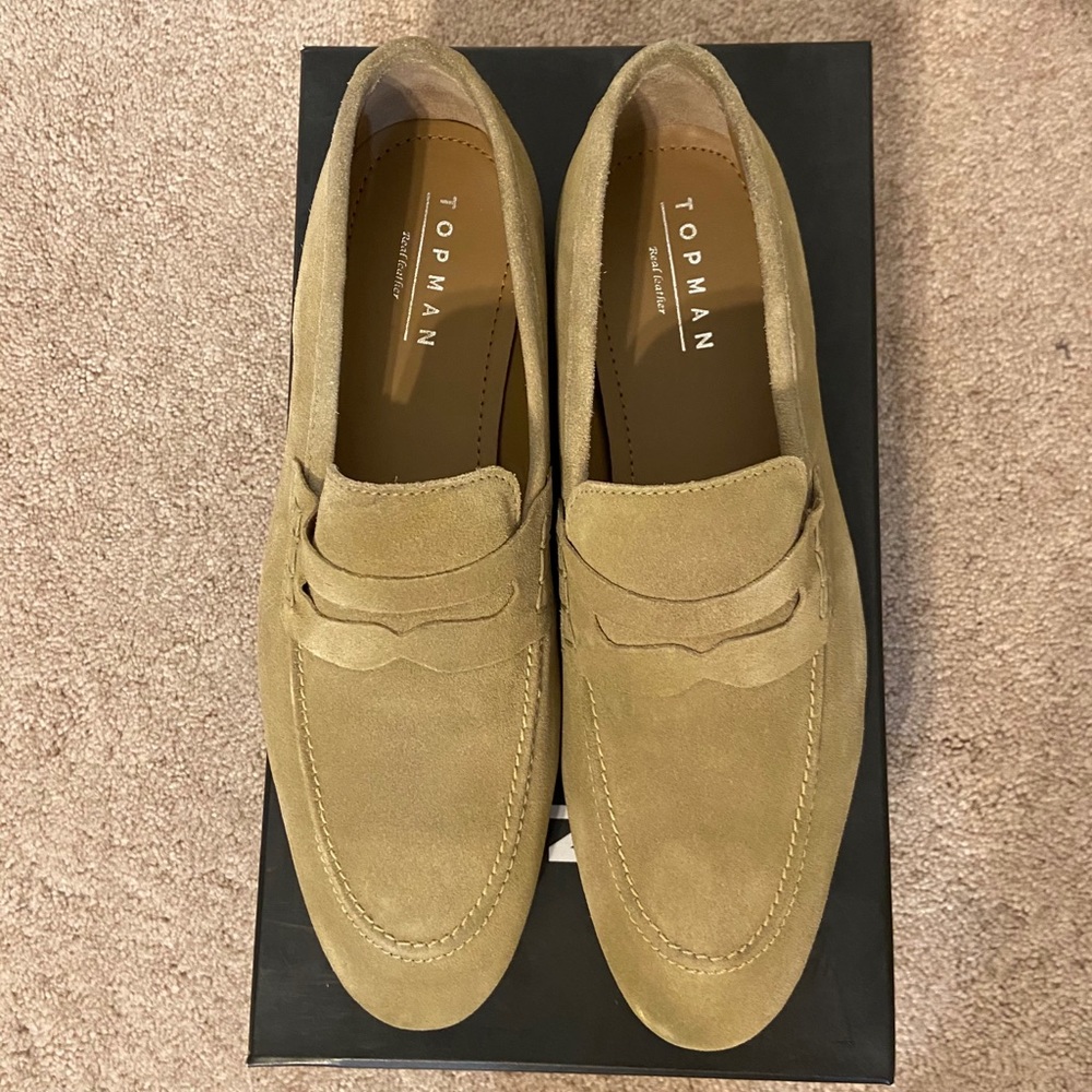 TopMan Stone Suede Penny Loafer